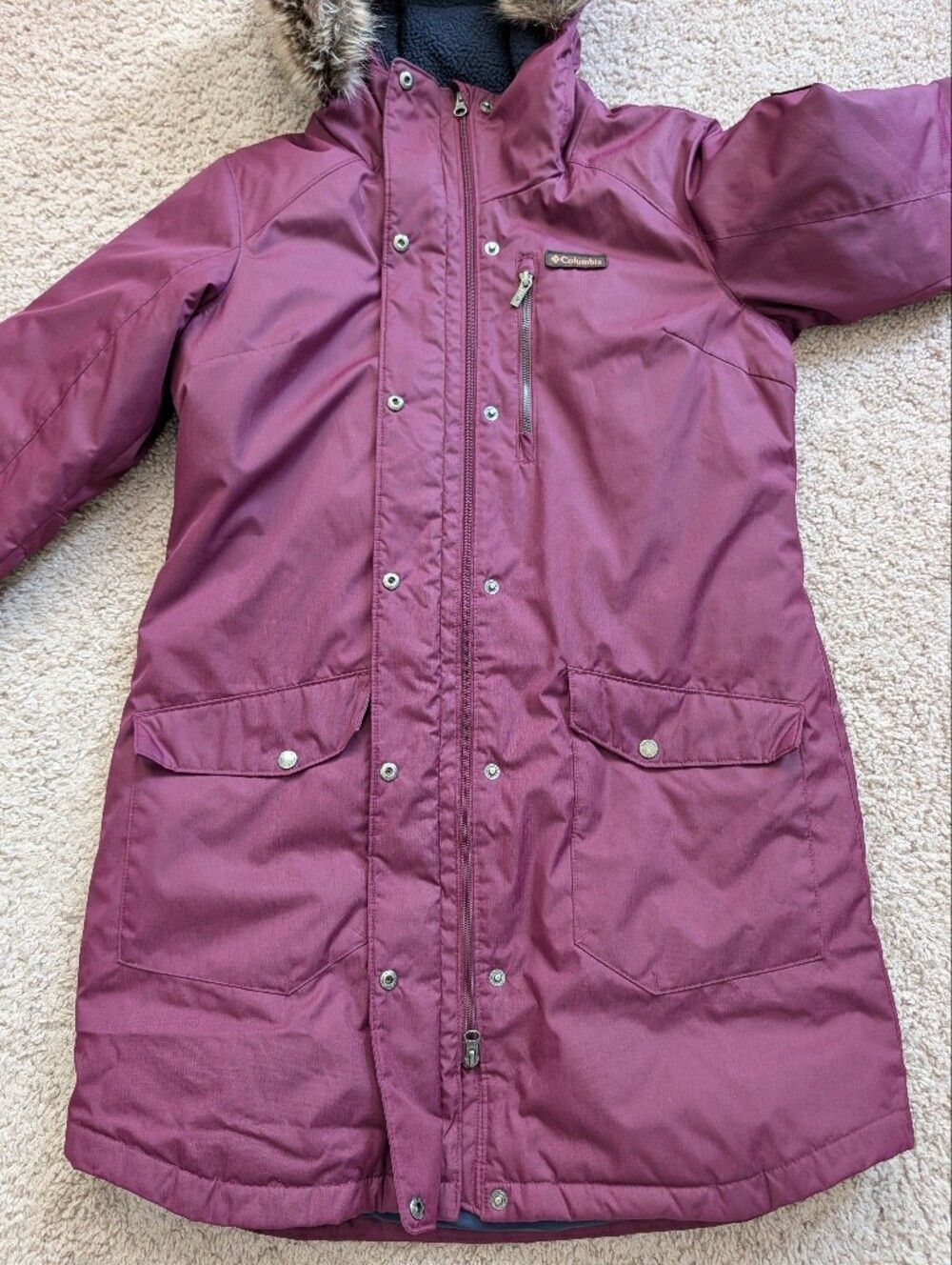 Columbia Womens Plum Purple Suttle Mountain Long Insulated Jacket Size Large - Picture 7 of 16